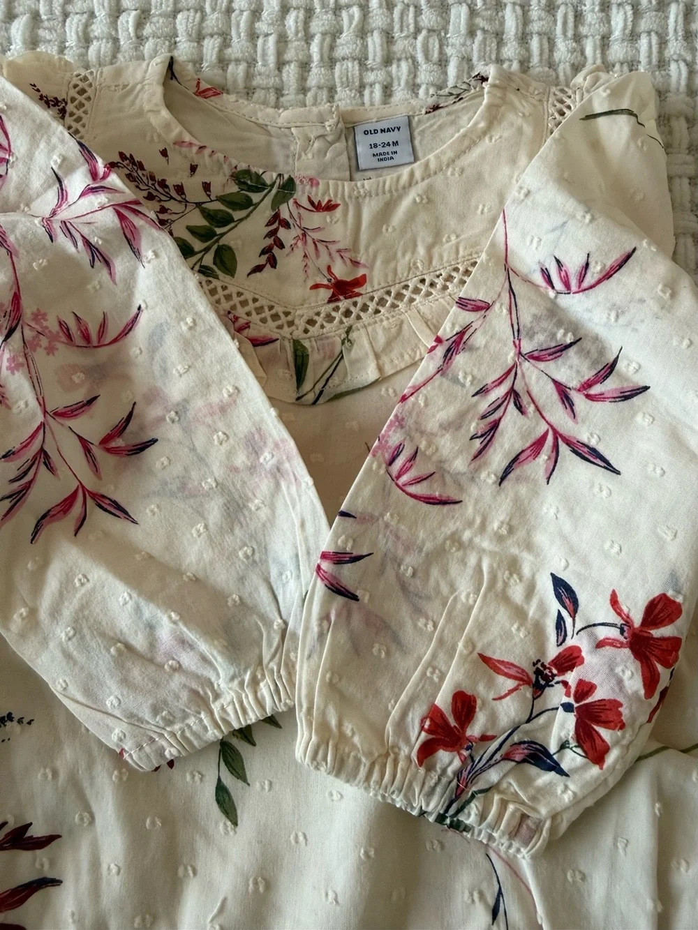 Old Navy Cream Floral Long-Sleeve Baby Romper